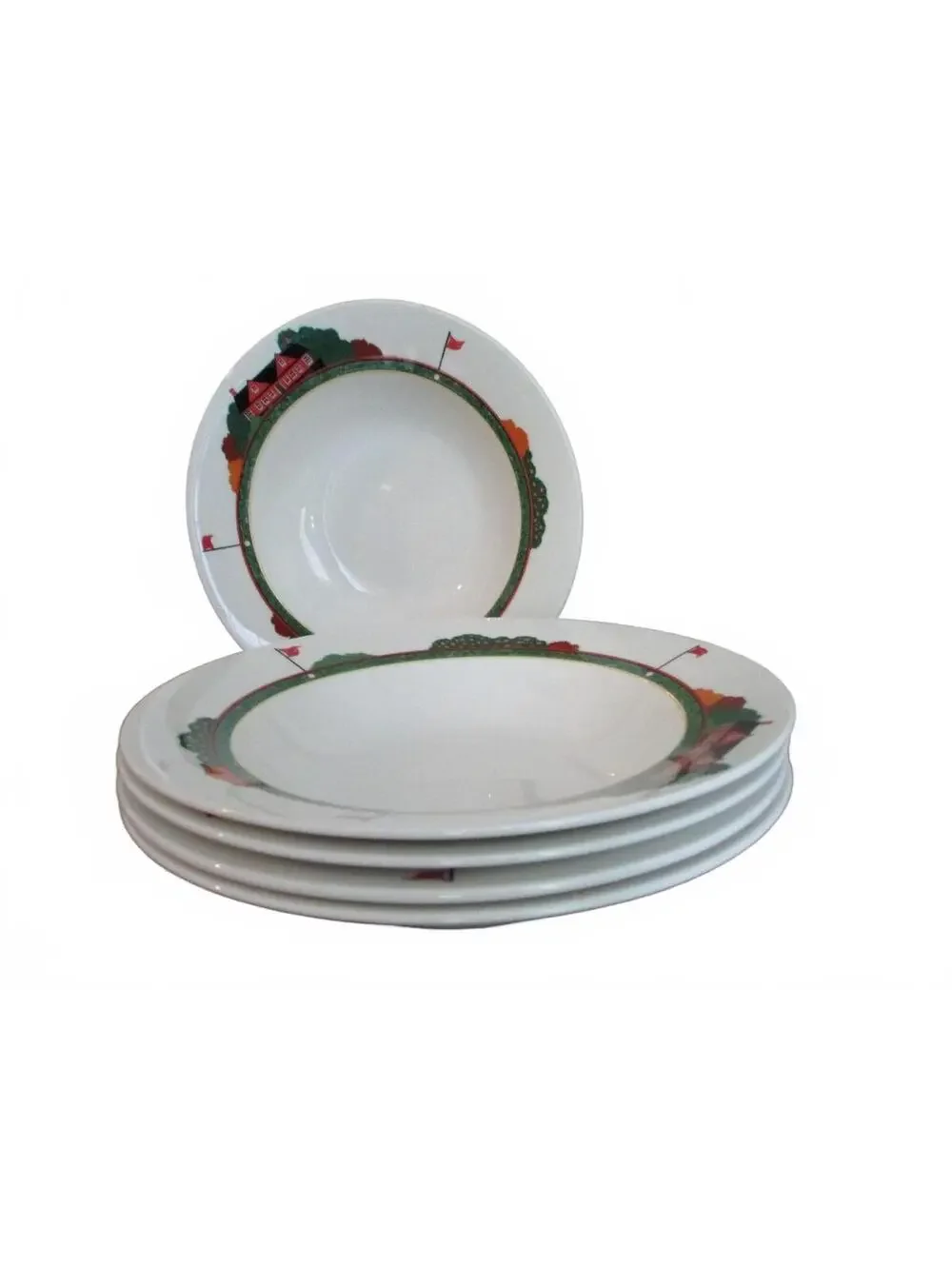 Christopher Stuart Fairway HK204 Optima Golf Rimmed Soup Bowls Set of 5